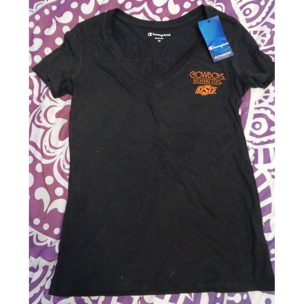 NEW‎ Champion NCAA Oklahoma State Cowboys Women's V Neck Tee, Size XS